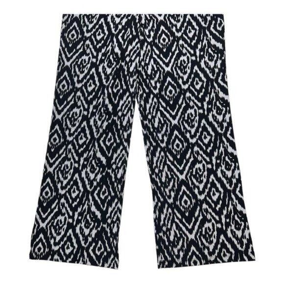 New Directions Women's SZ M- Black White Abstract Wide Leg Pant Pull On Stretch - Picture 9 of 10